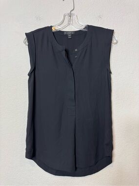 J. Crew Black Sleeveless Split Neck Top Summer Flowy Classic Women’s size 00